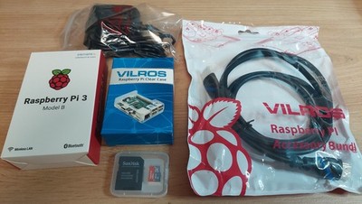 Raspberry Pi 3B 1GB Starter-Kit  Netzteil  Gehäuse  16GB-Karte  Kühlköper