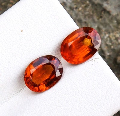 Hessonite Garnet Twin Stones Oval Cut 9x6x4 mm Combined 3.85 Ct