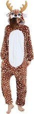 Reindeer Costume Adult One piece Fleece Pajama Size Extra Small