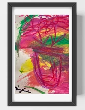 GUAJARDO Original Expressionism Pink Flowers 9X6 Paper Signed Art