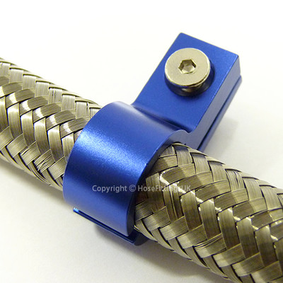 AN-12 12AN 24MM BLAU Geflecht Schlauch Rohr EINZELSCHELLE CLIP Fitting Adapter Halterung