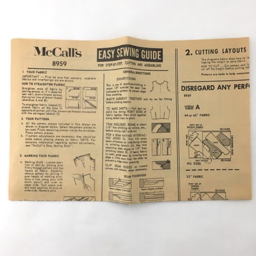 1960s McCall's 8959 Pattern Mod Yoke Low Pleat Panel Seam Shift Dress Jr Size 9 - Picture 7 of 11