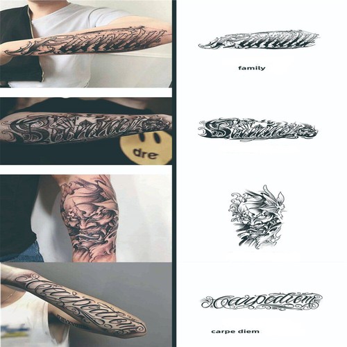 4Pcs Letters Temporary Tattoos Half Arm Body Marker Tattoos for Adults Kids - Picture 29 of 33