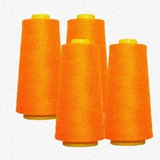 GlowStitch 4-Pack: 24,000 Yards Neon Orange High-Tensile Polyester Thread for Se