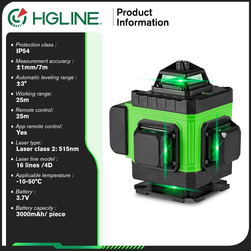 Laser Level 360° Self Leveling 16 Lines 4D Laser Level Measure Tool With Tripod