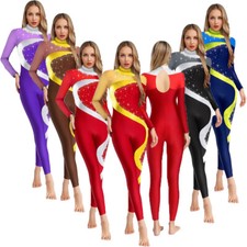 Womens Bodysuit Performance Dancewear Dance Jumpsuit Competition Mock Neck Show