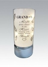 Image of Grandad - Memorial Light Up Tube - Thoughts Of You Feather Heart Verse Memory