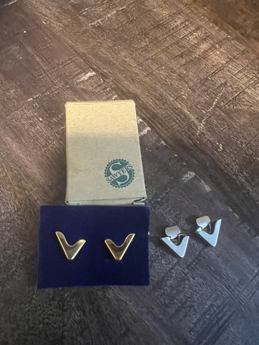Vintage Avon Kragenclips mit Box Gold Set und Silber Set