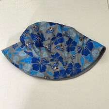 Blue/white Shark Hawaiian floral print Bucket hat Unisex