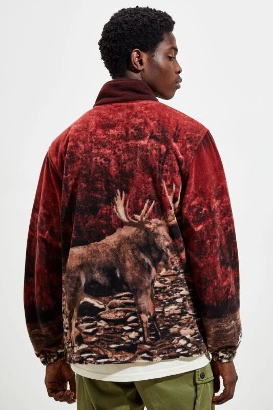 Wildkind Western Moose Bull Elk Deer Buck Stag Forest Jacket Red Sweater M-L - product detail image 4