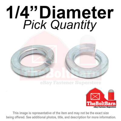 1/4'' Medium Split Ring Lock Washers Medium Carbon Steel Zinc (Pick Quantity)
