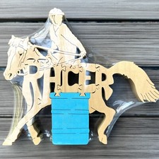 Barrel Racer Gift Horse Rodeo Racing Western Rider Wood Puzzle Vintage NEW