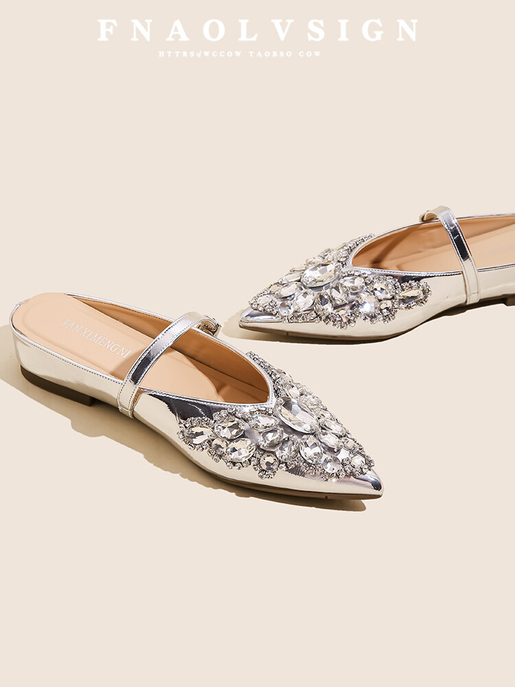 PANTOFOLA D’ORO Scarpe donna tacco alto estive pelle strass dritti a punta ciabatte