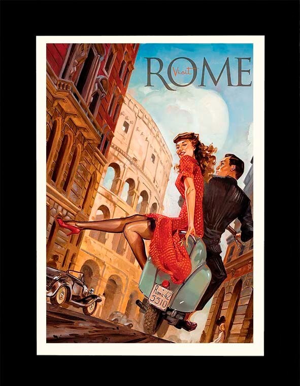 Poster Vintage Rome – Manifeste Publicitaire Tourisme – 32x47 Cm – Neuf