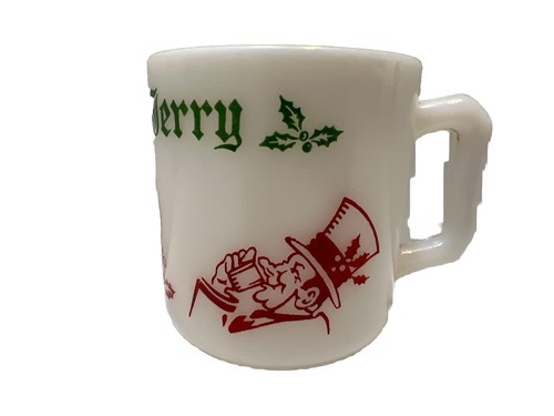 Vintage Hazel Atlas Tom And Jerry Egg Nog Mugs 4oz. EUC Holiday Season Greeting - Picture 6 of 6