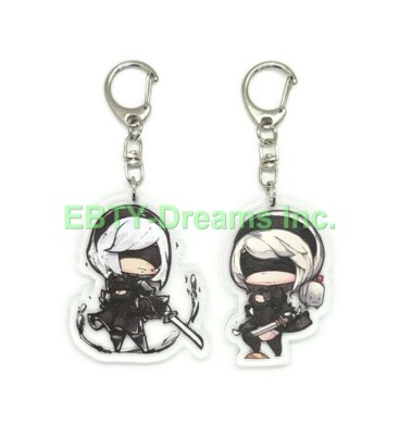 Set of 2 Nier Automata Video Game Acrylic Keychain YoRHa No. 2 2B