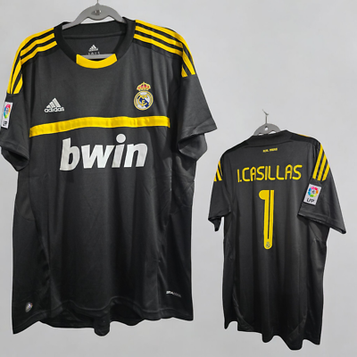 Real Madrid ユニフォーム ブラック XL RAEL MADRID 08/09 - Black - IKER CASILLAS # 1 - XXL (USA-XL), $90.00