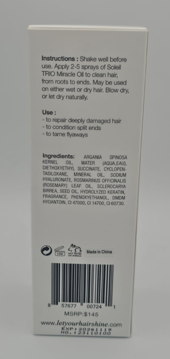 SOLEIL Trio Miracle Oil, coconut oil rose petal oil marula  display picture 3