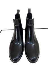 Nautica Women Rubber Ankle Boots Black Pull On SZ 10M Elastic Sides Chelsea