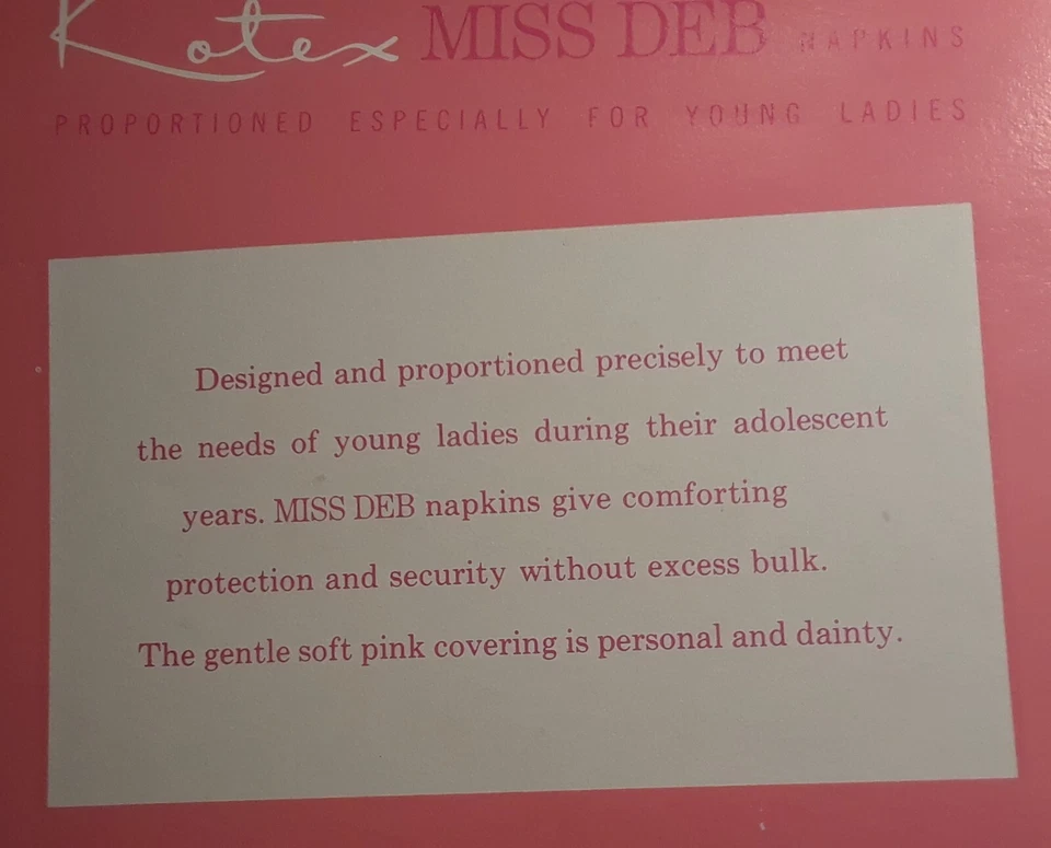 1959 Kotex Miss Deb Feminine Napkins For Young Ladies Sealed Box Of 12 - RARE! - Image 3 of 4