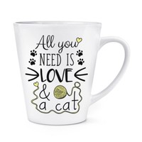 All You Need Is Love Und Eine Katze 341Ml Latte Becher Tasse - Lustig Crazy