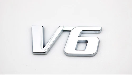 2x V6 emblem chrome lettering sticker logo metal V6 emblem universal car- - Bild 4 von 6