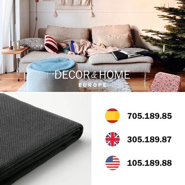 IKEA SÖDERHAMN Funda para sección sofá/ 3 plazas Fridtuna gris oscuro 105.189.88