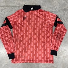 Camiseta de fútbol vintage de portero Reush para hombre talla grande acolchada patrón rojo