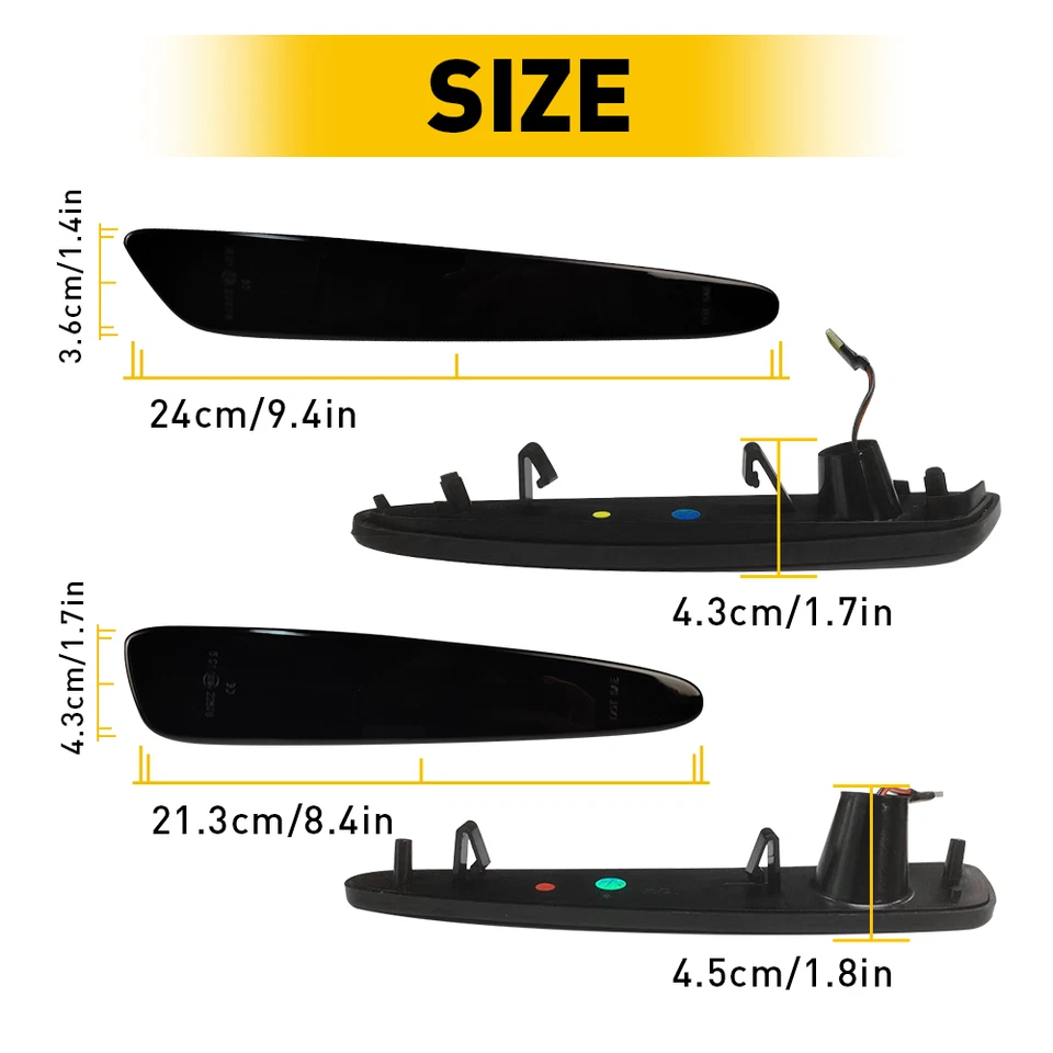 4X F + Turn R Side Signal LED Light Fits Marker 2005-2013 Chevrolet Corvette C6 - Image 3 of 4