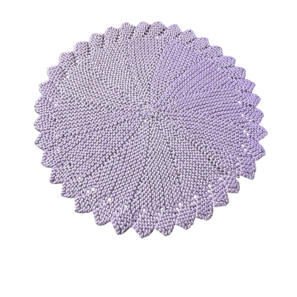 Juego de 2 centros de mesa de punto hechos a mano púrpura redondo tejido decoración Foto 3 de 3