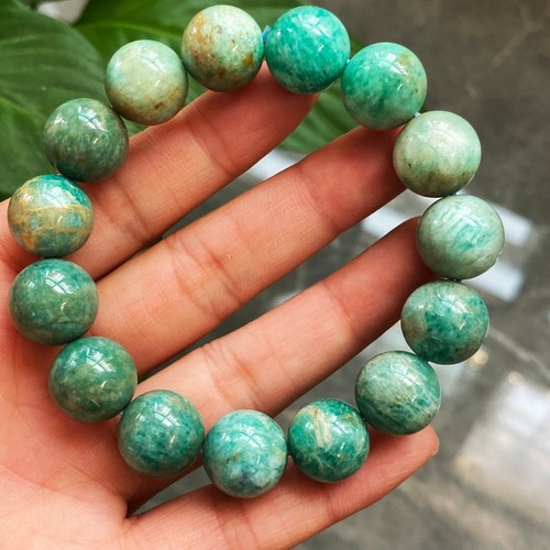13.3mm Natural Old Amazonite Quartz Crystal Beads Bracelet C152 - Picture 3 of 6