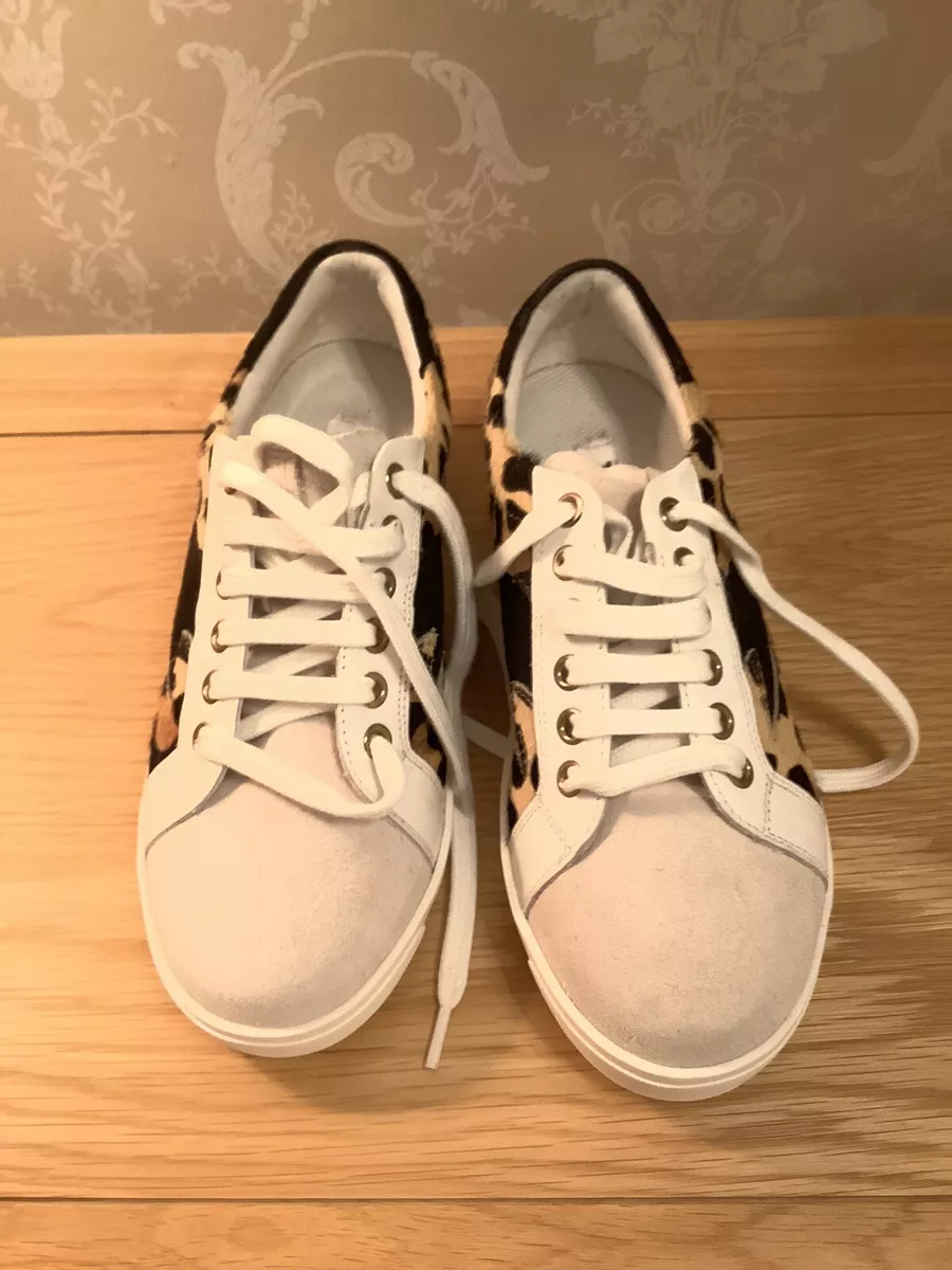 Dune white store leather trainers