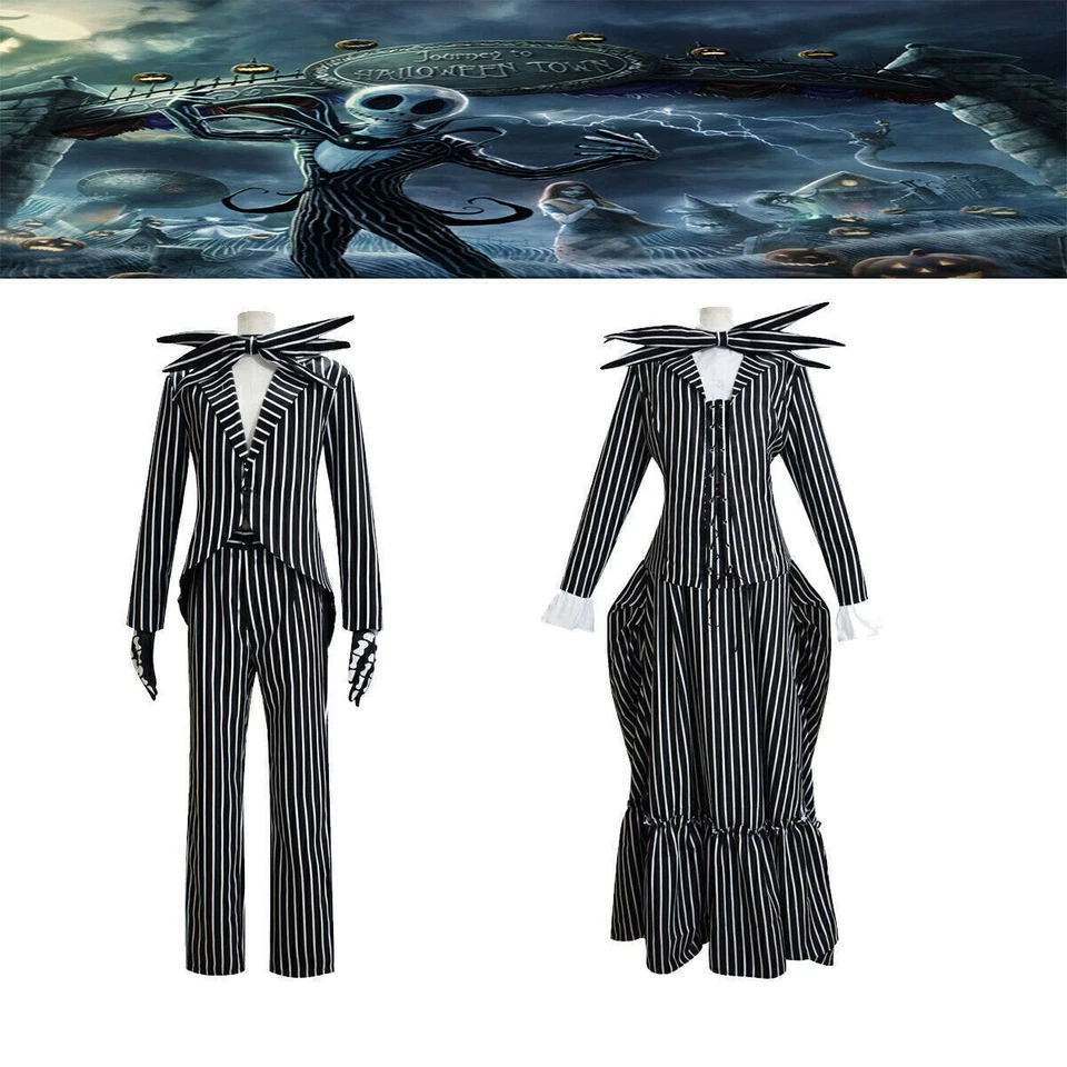 The Nightmare Before Christmas Jack Skellington Costume Oufits Cosplay Full Set - Image 4 of 4