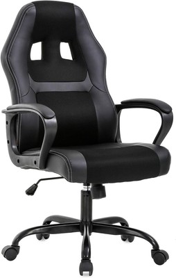Office PC Gaming Chair Cheap Desk Ergonomic PU Leather Black Easy to Install
