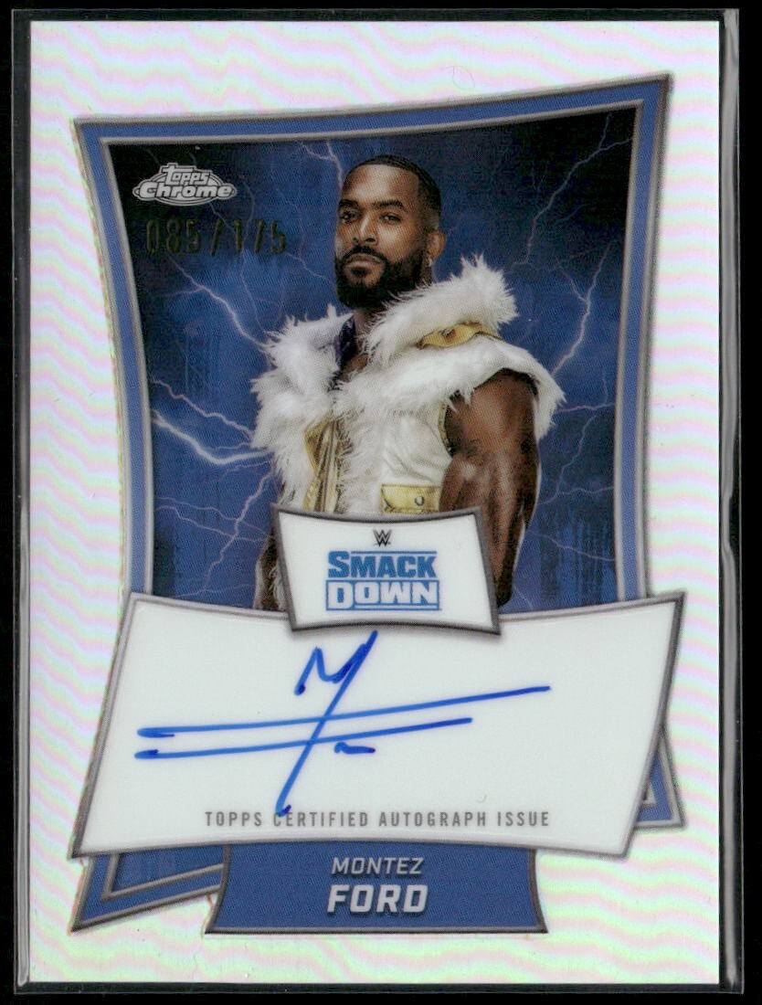 2025 TOPPS CHROME WWE MONTEZ FORD BLUE BRAND REFRACTOR  AUTO  85/175