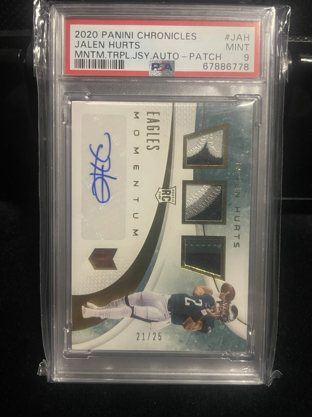 Jalen Hurts Panini Chronicles Momentum Triple Jersey Autographs #JAH Patch
