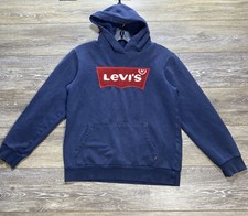 Levis Sweatshirt Size Large Youth Navy Blue Hoodie Red Logo Thermal Pullover