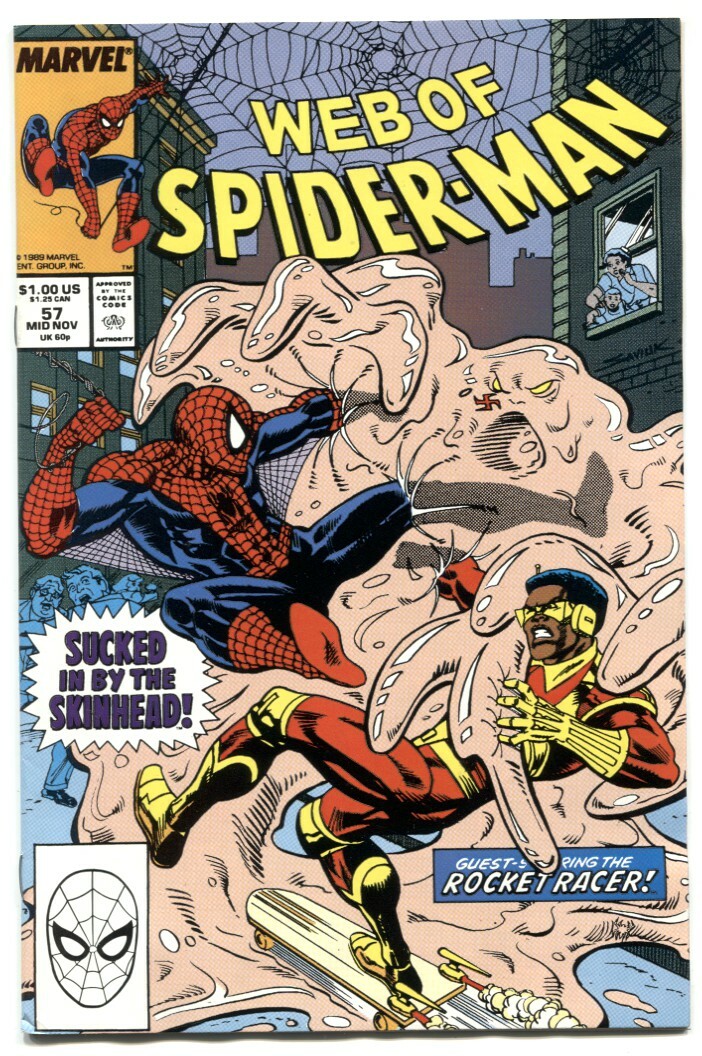 アメコミ Web Of Spider-man #57 1989- Nazi Skinhead Monster cover VF