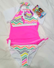 Snapper Rock 3-Pieces Girls Bikini Rashguard Swimsuit Bathing Swim Suit Sz 3