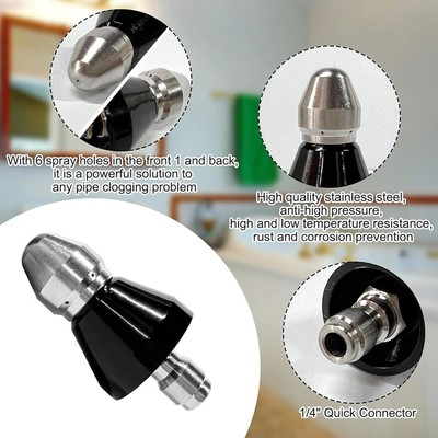 #ad #ad Sewer Cleaning Tool High pressure Nozzle 5000psi Pipe Cleaner 1 4Inch Connector $9.67