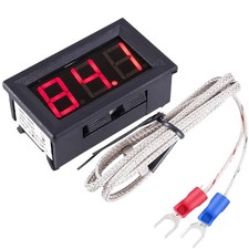 Red Fahrenheit Digital Temperature Meter LED K-Type Thermocouple Sensor M6 12V