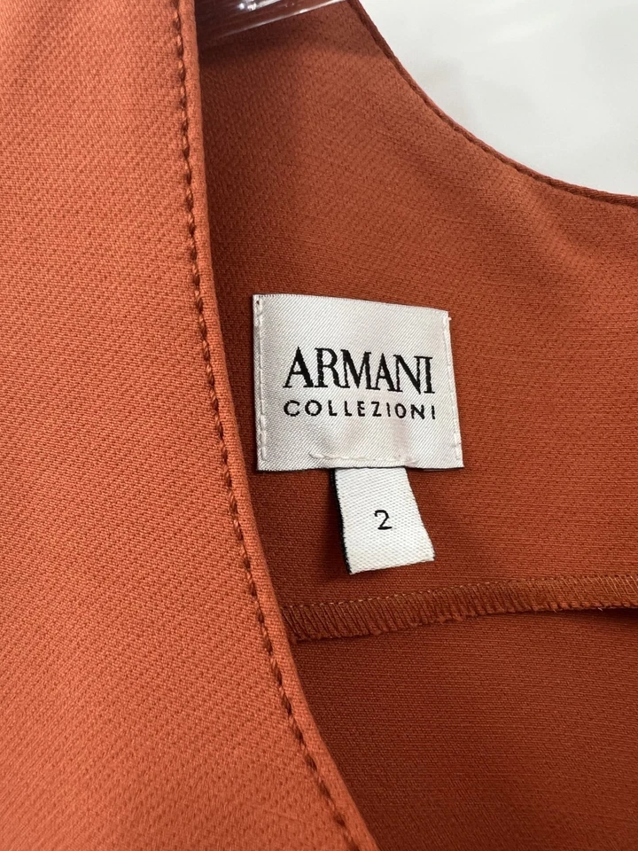 Vestido Armani Collezioni Mujer Naranja Quemado Bodycon Manga Corta Talla 2 Foto 4 de 4
