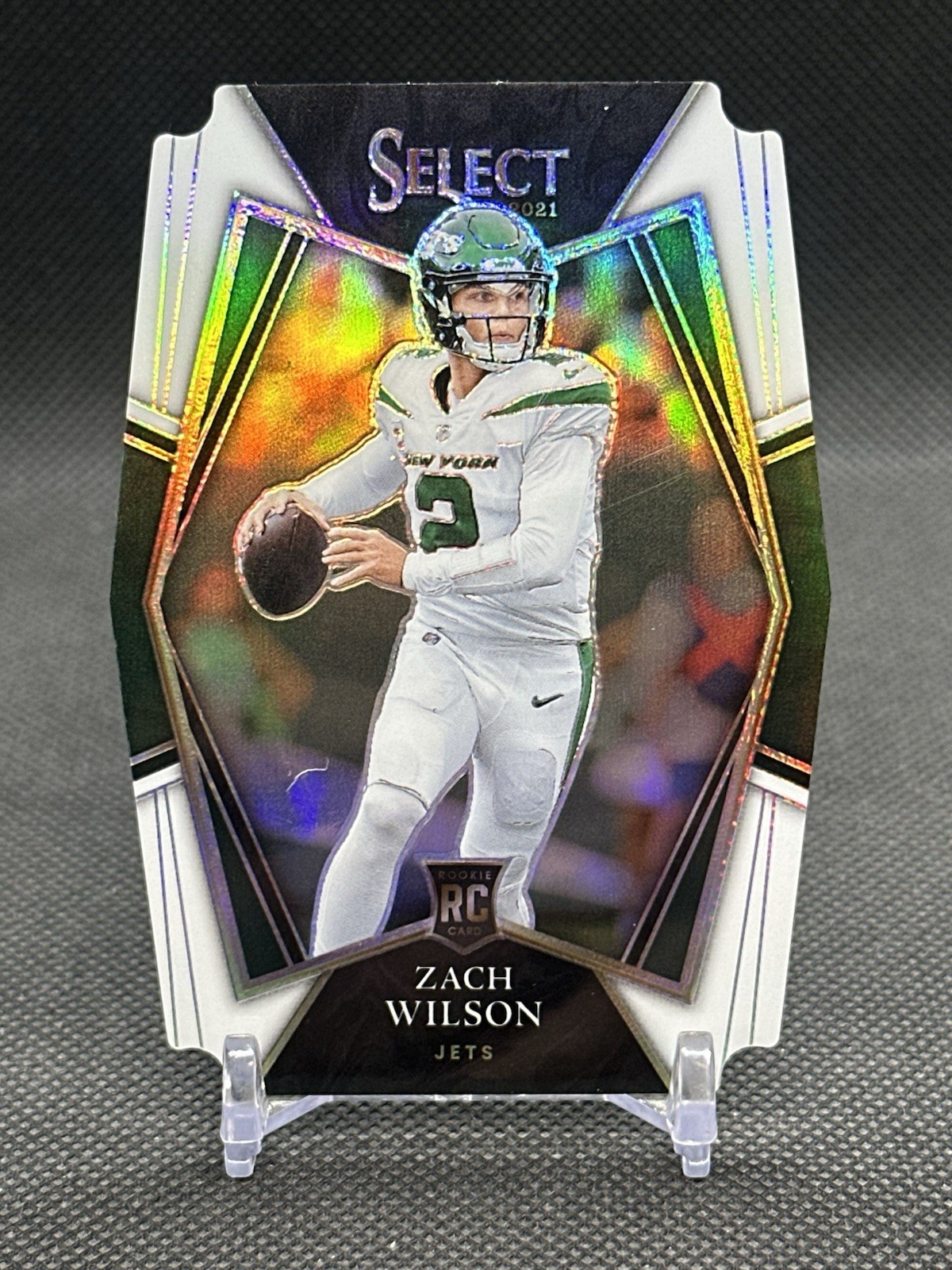 2021 Panini Select - Premier Level Zach Wilson #144 White Prizm Die Cut /99