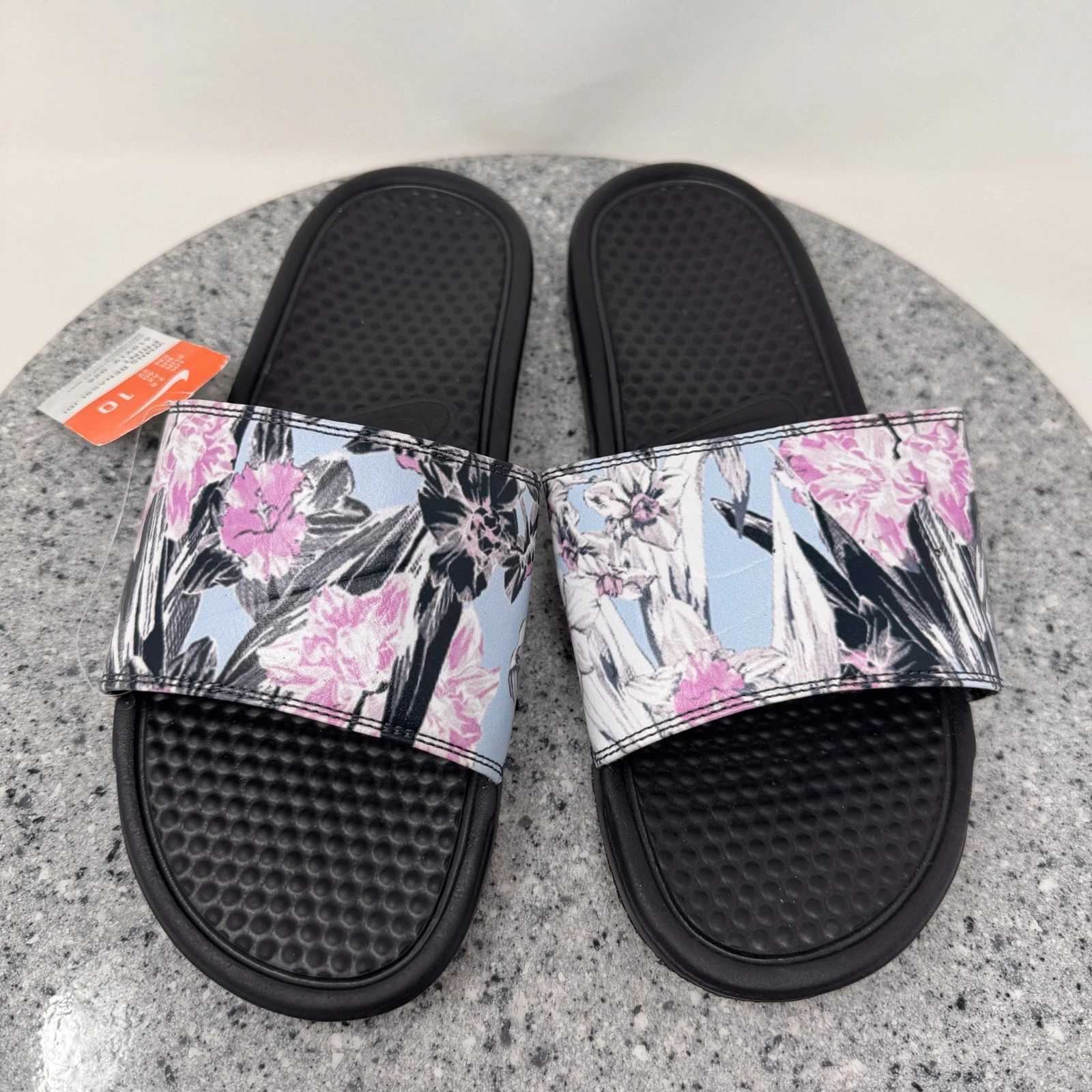 Sandali Nike Benassi Slides donna 10 stampa floreale slip on scarpe da spiaggia sportive