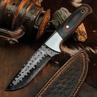 8.9" Damascus Bushcraft Knife Full Tang Micarta Handle Survival Leather Sheath — photo 1