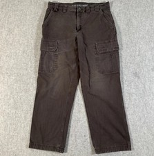 Duluth Flex Fire Hose Cargo Pants Mens 35x30 Brown Relax Fit Canvas Workwear