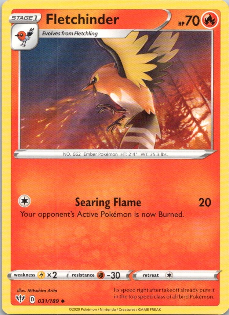 Fletchinder #31/189 (LP) SWSH03: Darkness Ablaze SWSH03 Pokemon