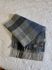 Monoprix Homme Mens Winter Scarf Blue Plaid Europe