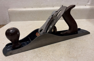 Vintage Stanley Bailey 1962-67 No.5 Type 20 Wood Plane, Blue W/Yellow Logo USA