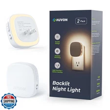 AUVON Plug-in LED Backlit Night Light with Motion Sensor and Dusk to Dawn Sen